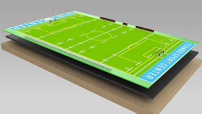 幼兒足球場人工草坪運動系統(tǒng)-草絲選用C型單絲，柔軟舒適，挺直度佳,安全環(huán)保的PU背膠(圖文)