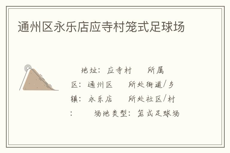 通州區(qū)永樂店應寺村籠式足球場