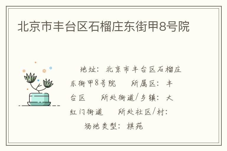 北京市豐臺區(qū)石榴莊東街甲8號院