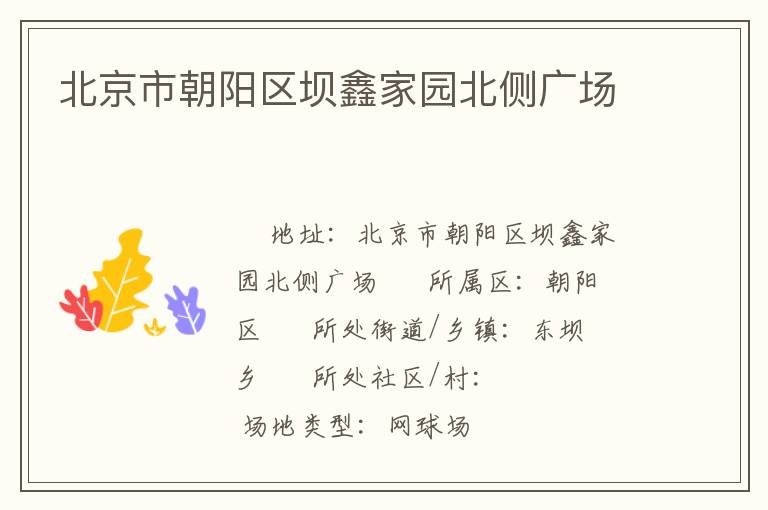 北京市朝陽區(qū)壩鑫家園北側廣場