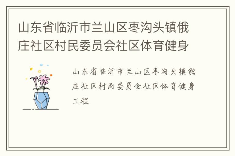 山東省臨沂市蘭山區(qū)棗溝頭鎮(zhèn)俄莊社區(qū)村民委員會社區(qū)體育健身工程