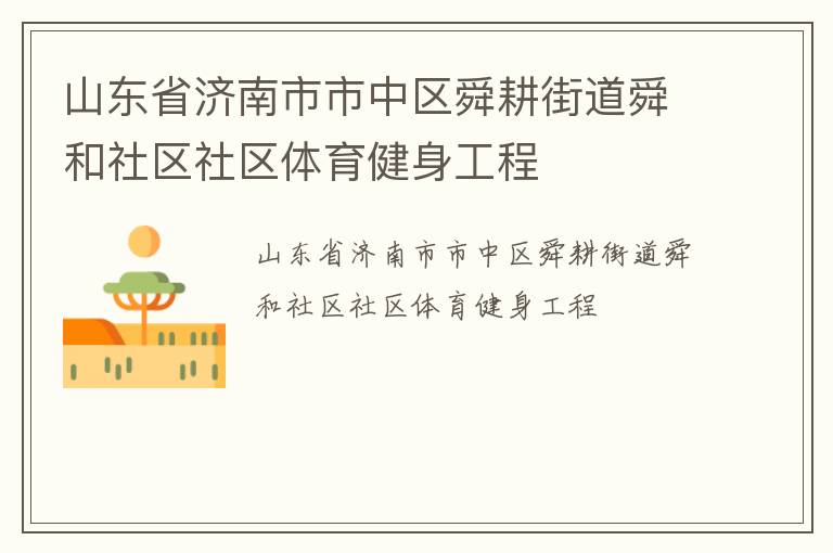 山東省濟(jì)南市市中區(qū)舜耕街道舜和社區(qū)社區(qū)體育健身工程