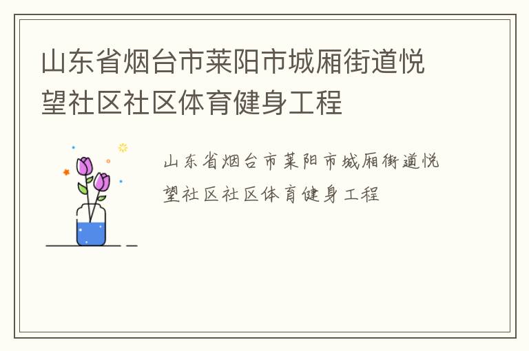 山東省煙臺(tái)市萊陽(yáng)市城廂街道悅望社區(qū)社區(qū)體育健身工程