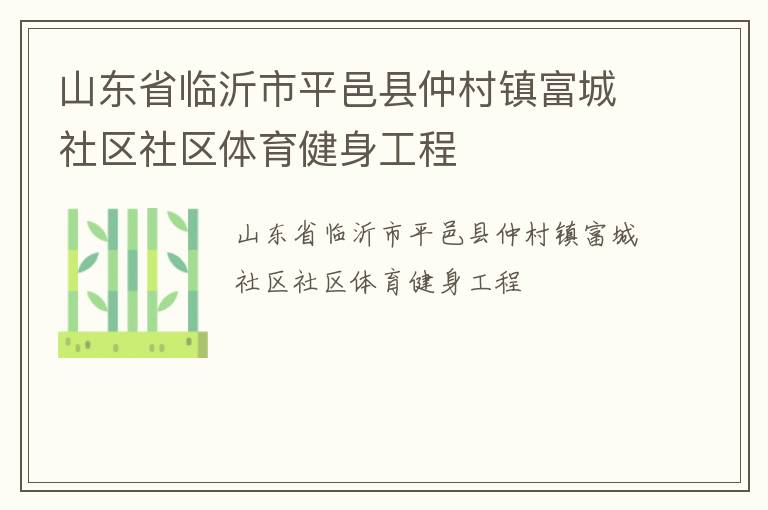山東省臨沂市平邑縣仲村鎮(zhèn)富城社區(qū)社區(qū)體育健身工程