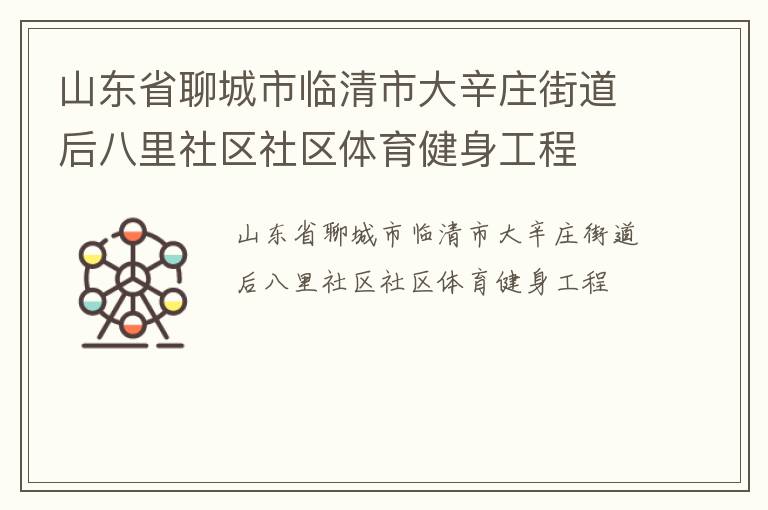 山東省聊城市臨清市大辛莊街道后八里社區(qū)社區(qū)體育健身工程