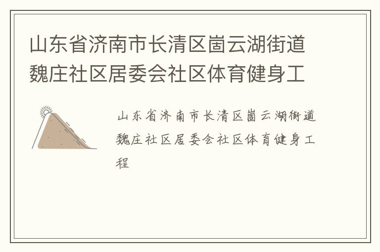 山東省濟(jì)南市長清區(qū)崮云湖街道魏莊社區(qū)居委會(huì)社區(qū)體育健身工程