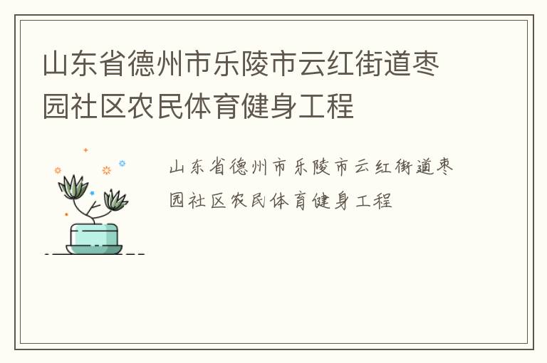 山東省德州市樂陵市云紅街道棗園社區(qū)農(nóng)民體育健身工程