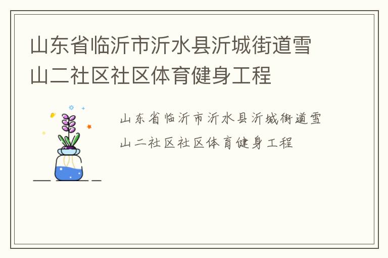 山東省臨沂市沂水縣沂城街道雪山二社區(qū)社區(qū)體育健身工程