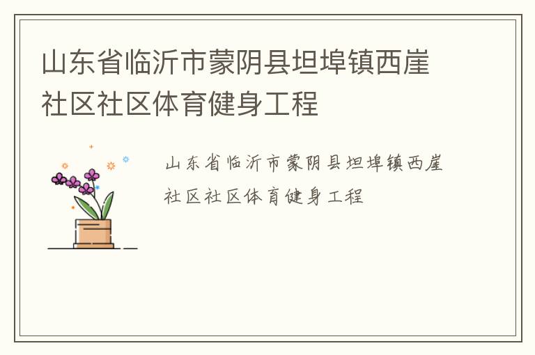 山東省臨沂市蒙陰縣坦埠鎮(zhèn)西崖社區(qū)社區(qū)體育健身工程