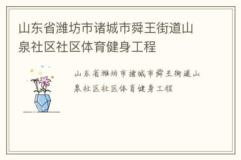 山東省濰坊市諸城市舜王街道山泉社區(qū)社區(qū)體育健身工程