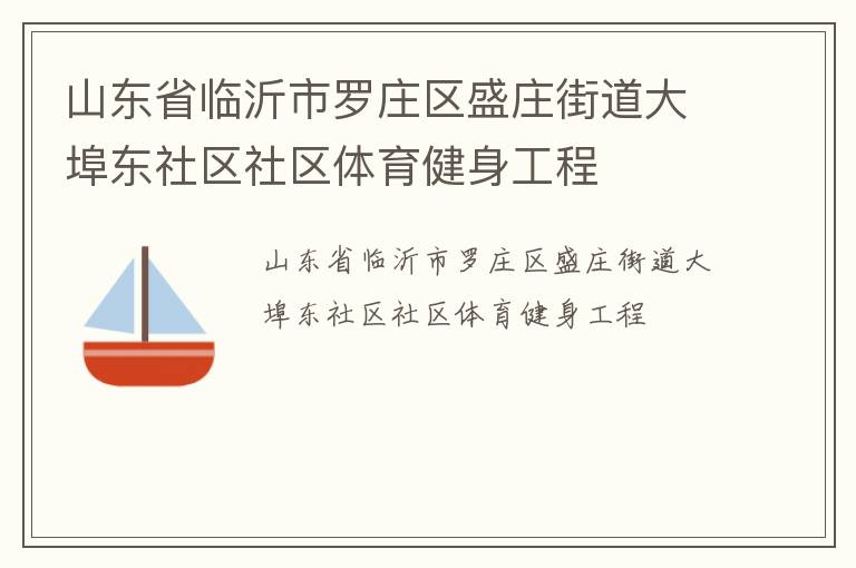 山東省臨沂市羅莊區(qū)盛莊街道大埠東社區(qū)社區(qū)體育健身工程