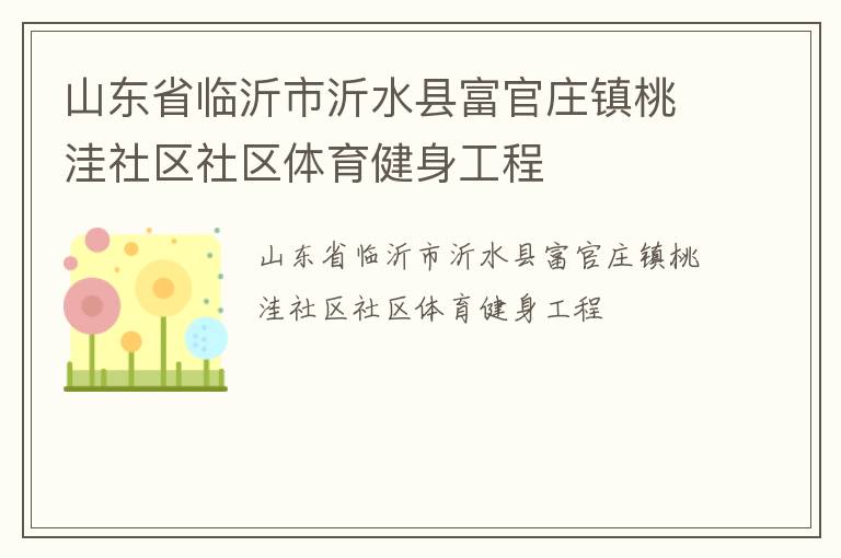 山東省臨沂市沂水縣富官莊鎮(zhèn)桃洼社區(qū)社區(qū)體育健身工程
