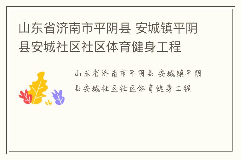 山東省濟(jì)南市平陰縣 安城鎮(zhèn)平陰縣安城社區(qū)社區(qū)體育健身工程