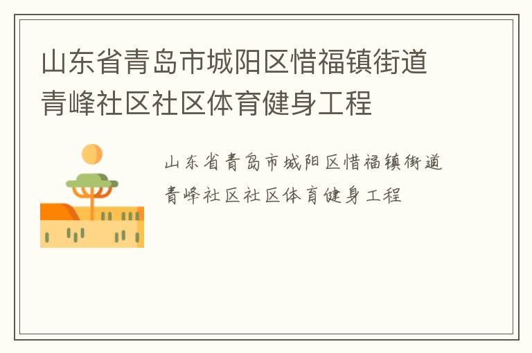 山東省青島市城陽(yáng)區(qū)惜福鎮(zhèn)街道青峰社區(qū)社區(qū)體育健身工程