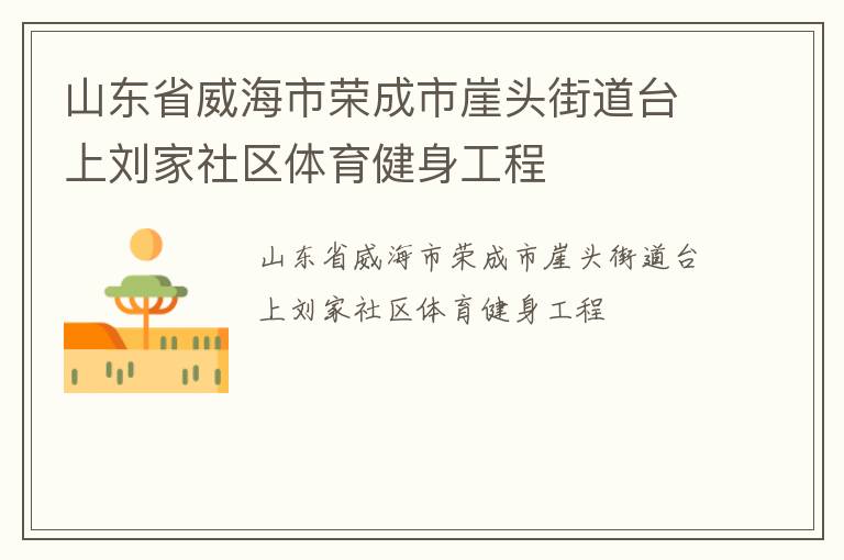 山東省威海市榮成市崖頭街道臺(tái)上劉家社區(qū)體育健身工程