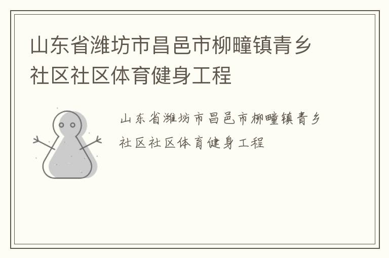 山東省濰坊市昌邑市柳疃鎮(zhèn)青鄉(xiāng)社區(qū)社區(qū)體育健身工程