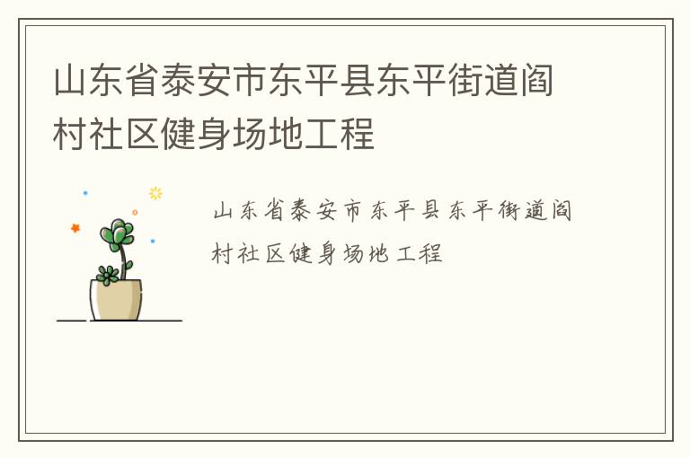 山東省泰安市東平縣東平街道閻村社區(qū)健身場(chǎng)地工程