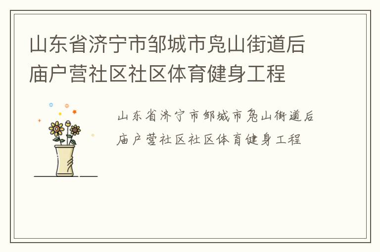 山東省濟(jì)寧市鄒城市鳧山街道后廟戶營(yíng)社區(qū)社區(qū)體育健身工程