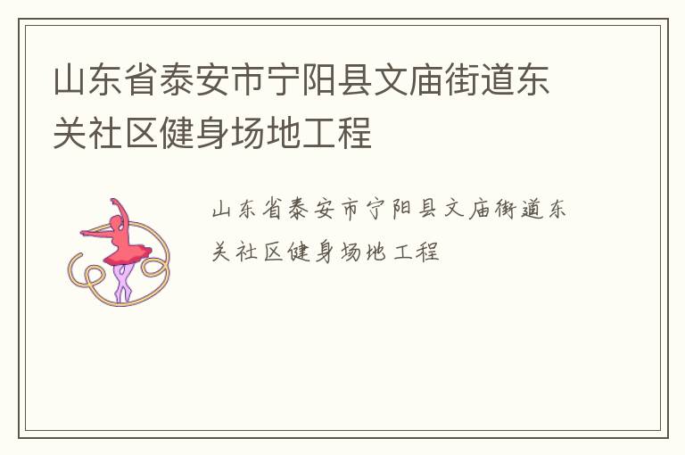 山東省泰安市寧陽縣文廟街道東關社區(qū)健身場地工程