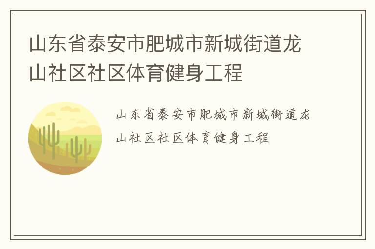 山東省泰安市肥城市新城街道龍山社區(qū)社區(qū)體育健身工程