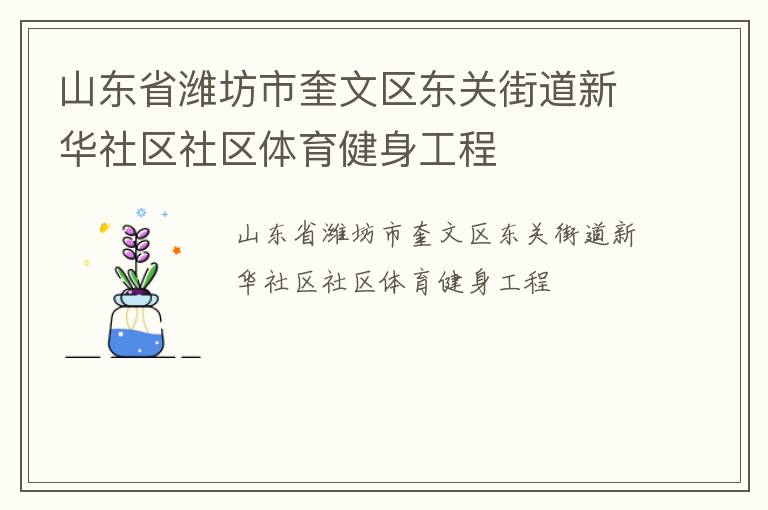 山東省濰坊市奎文區(qū)東關街道新華社區(qū)社區(qū)體育健身工程