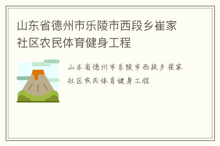 山東省德州市樂陵市西段鄉(xiāng)崔家社區(qū)農(nóng)民體育健身工程