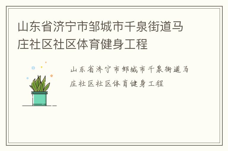 山東省濟(jì)寧市鄒城市千泉街道馬莊社區(qū)社區(qū)體育健身工程