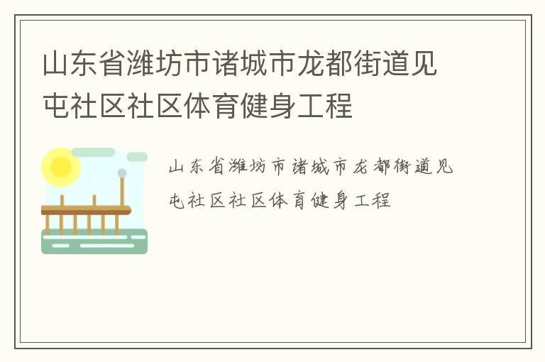 山東省濰坊市諸城市龍都街道見屯社區(qū)社區(qū)體育健身工程