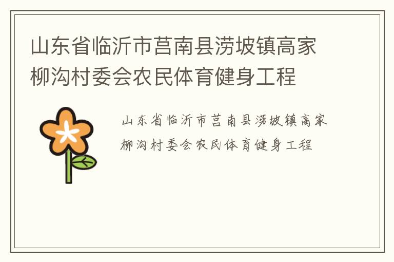 山東省臨沂市莒南縣澇坡鎮(zhèn)高家柳溝村委會(huì)農(nóng)民體育健身工程