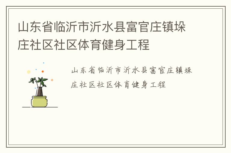 山東省臨沂市沂水縣富官莊鎮(zhèn)垛莊社區(qū)社區(qū)體育健身工程