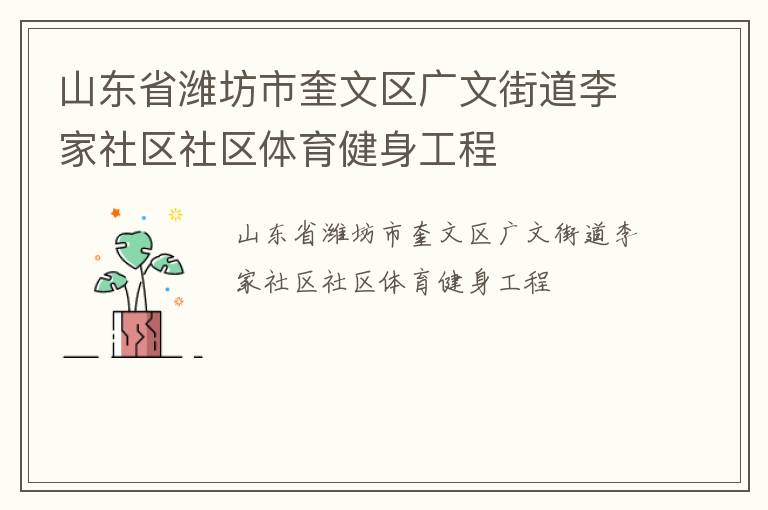 山東省濰坊市奎文區(qū)廣文街道李家社區(qū)社區(qū)體育健身工程