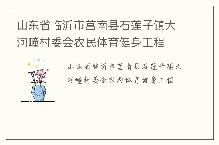 山東省臨沂市莒南縣石蓮子鎮(zhèn)大河疃村委會農民體育健身工程