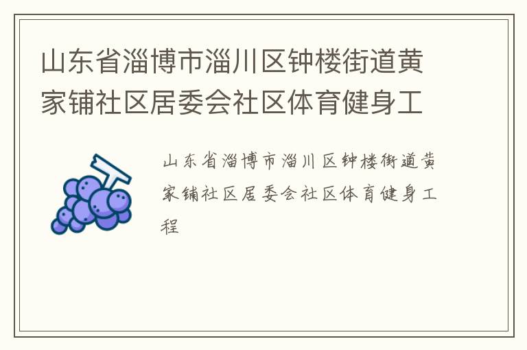 山東省淄博市淄川區(qū)鐘樓街道黃家鋪社區(qū)居委會社區(qū)體育健身工程