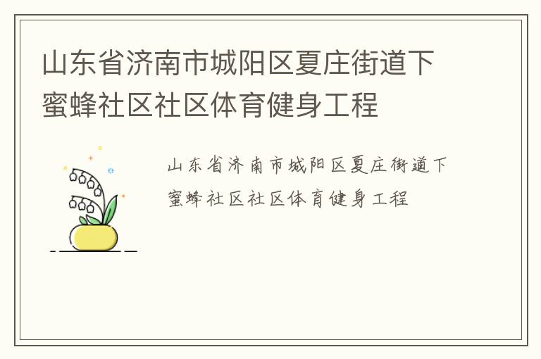 山東省濟(jì)南市城陽區(qū)夏莊街道下蜜蜂社區(qū)社區(qū)體育健身工程