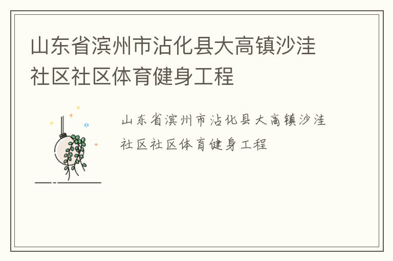山東省濱州市沾化縣大高鎮(zhèn)沙洼社區(qū)社區(qū)體育健身工程