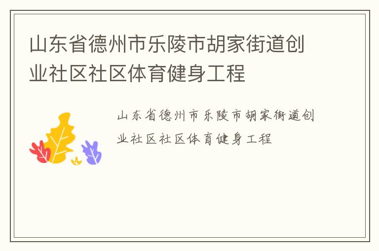 山東省德州市樂(lè)陵市胡家街道創(chuàng)業(yè)社區(qū)社區(qū)體育健身工程