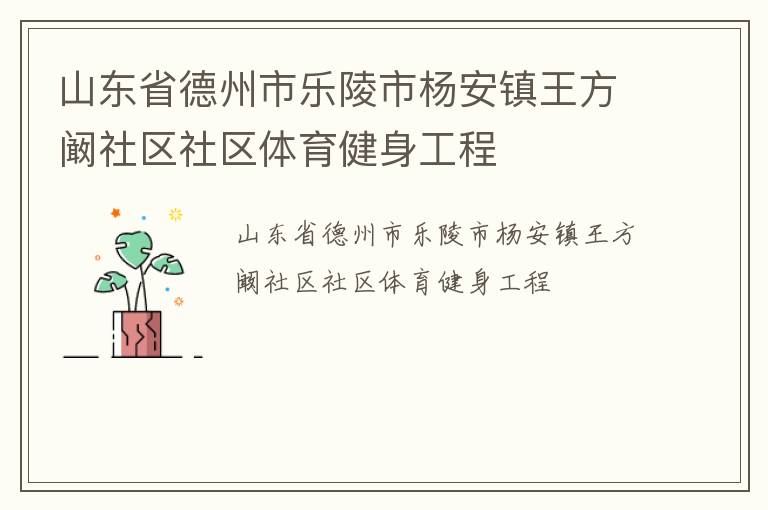 山東省德州市樂陵市楊安鎮(zhèn)王方闞社區(qū)社區(qū)體育健身工程