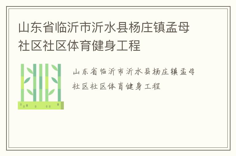 山東省臨沂市沂水縣楊莊鎮(zhèn)孟母社區(qū)社區(qū)體育健身工程