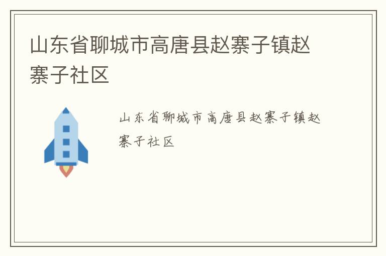 山東省聊城市高唐縣趙寨子鎮(zhèn)趙寨子社區(qū)