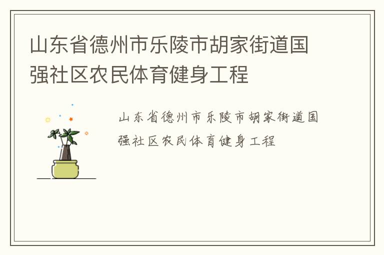 山東省德州市樂陵市胡家街道國(guó)強(qiáng)社區(qū)農(nóng)民體育健身工程