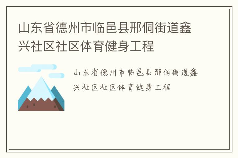 山東省德州市臨邑縣邢侗街道鑫興社區(qū)社區(qū)體育健身工程