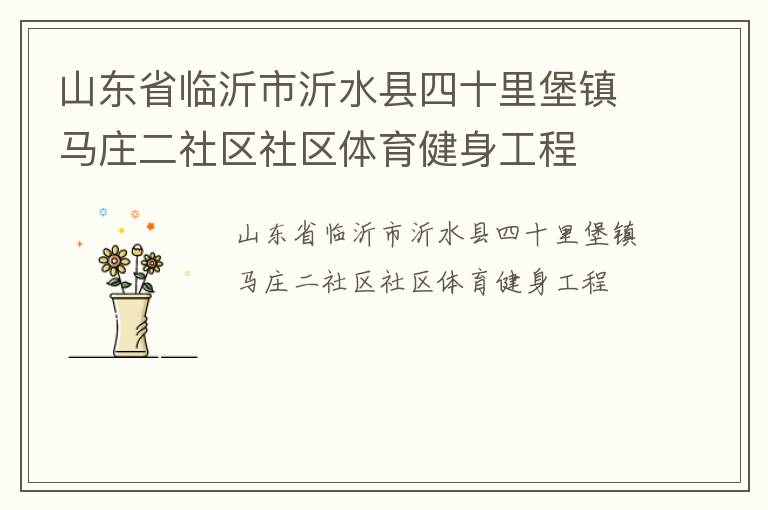 山東省臨沂市沂水縣四十里堡鎮(zhèn)馬莊二社區(qū)社區(qū)體育健身工程