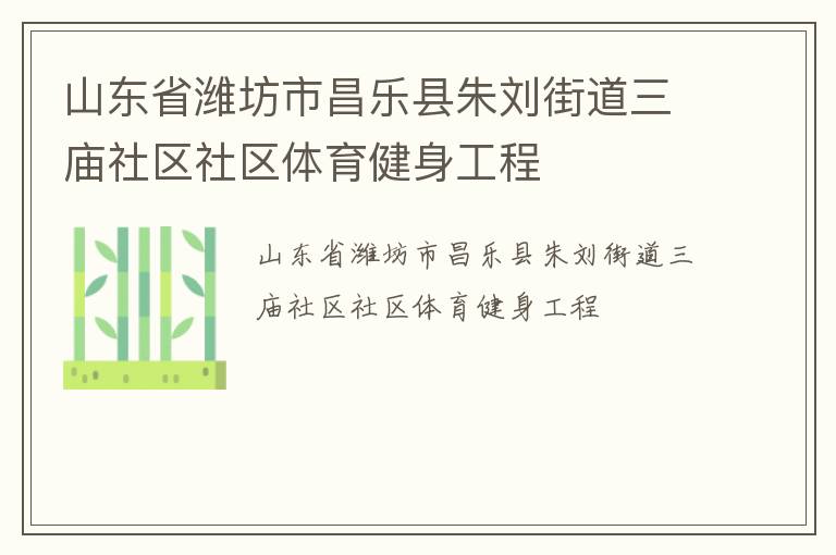 山東省濰坊市昌樂縣朱劉街道三廟社區(qū)社區(qū)體育健身工程