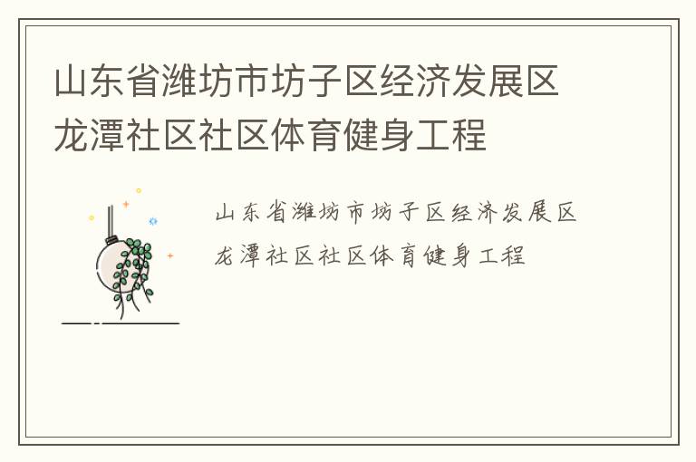 山東省濰坊市坊子區(qū)經(jīng)濟發(fā)展區(qū)龍?zhí)渡鐓^(qū)社區(qū)體育健身工程