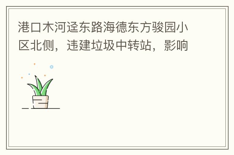 港口木河逕東路海德東方駿園小區(qū)北側(cè)，違建垃圾中轉(zhuǎn)站，影響小區(qū)居民正常生活，請(qǐng)盡快移除